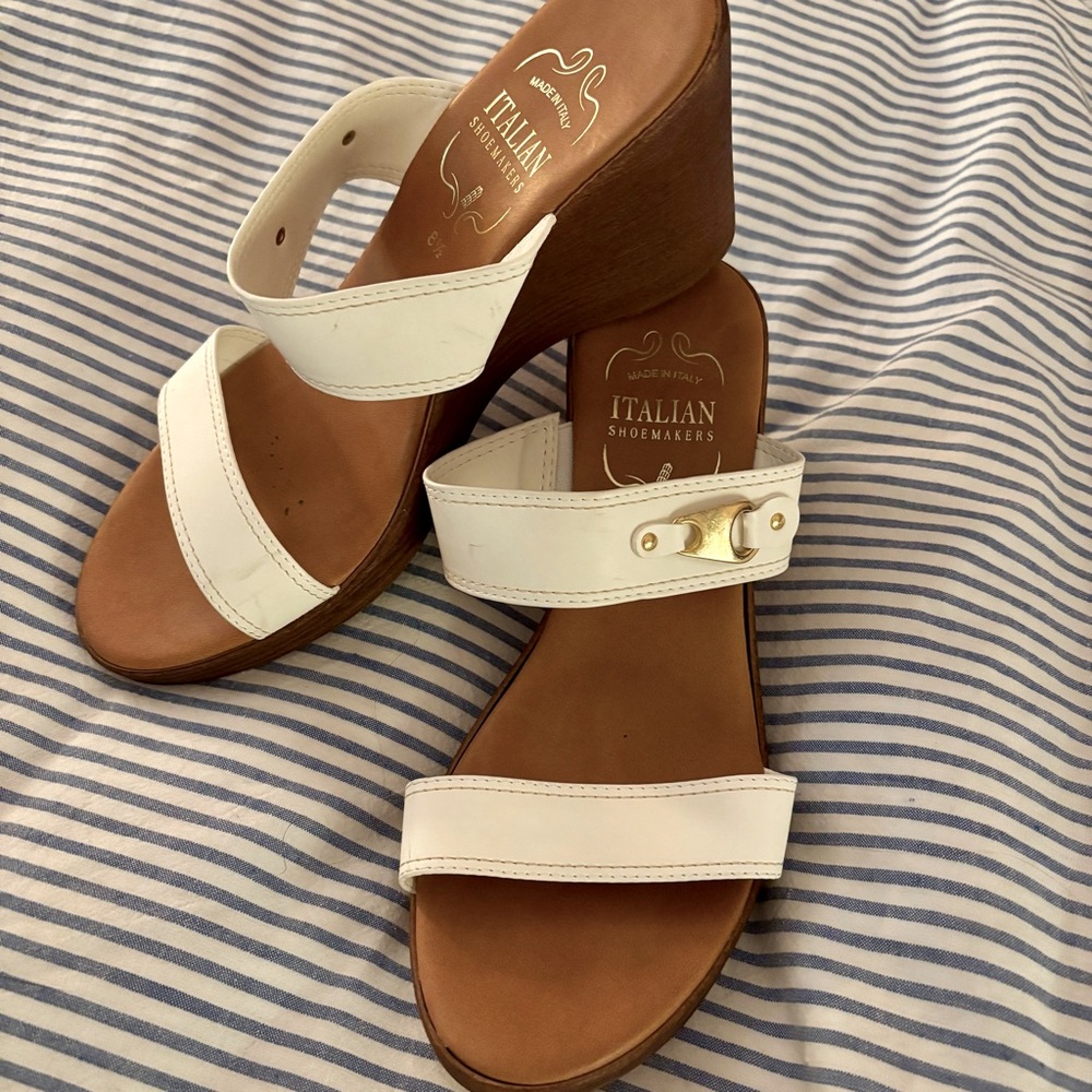 White leather sandals